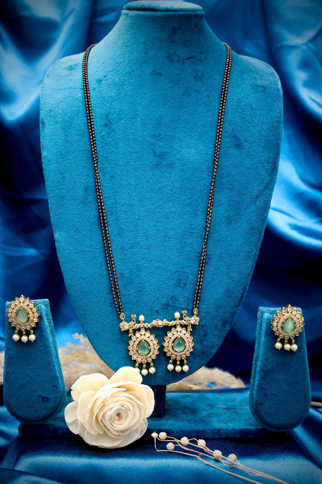 Mint Pearl Victorian Mangalsutra Set