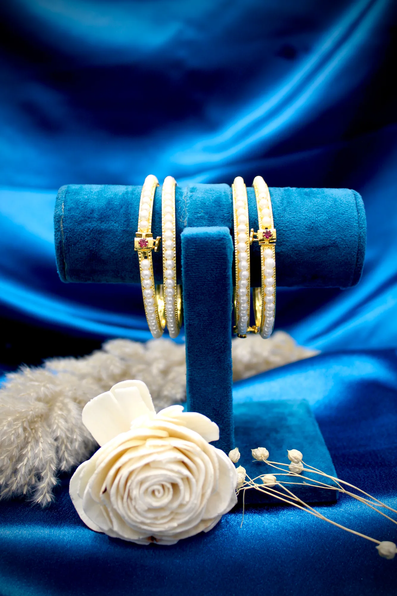 Classic Pearl Openable Bangles (Set of 4)