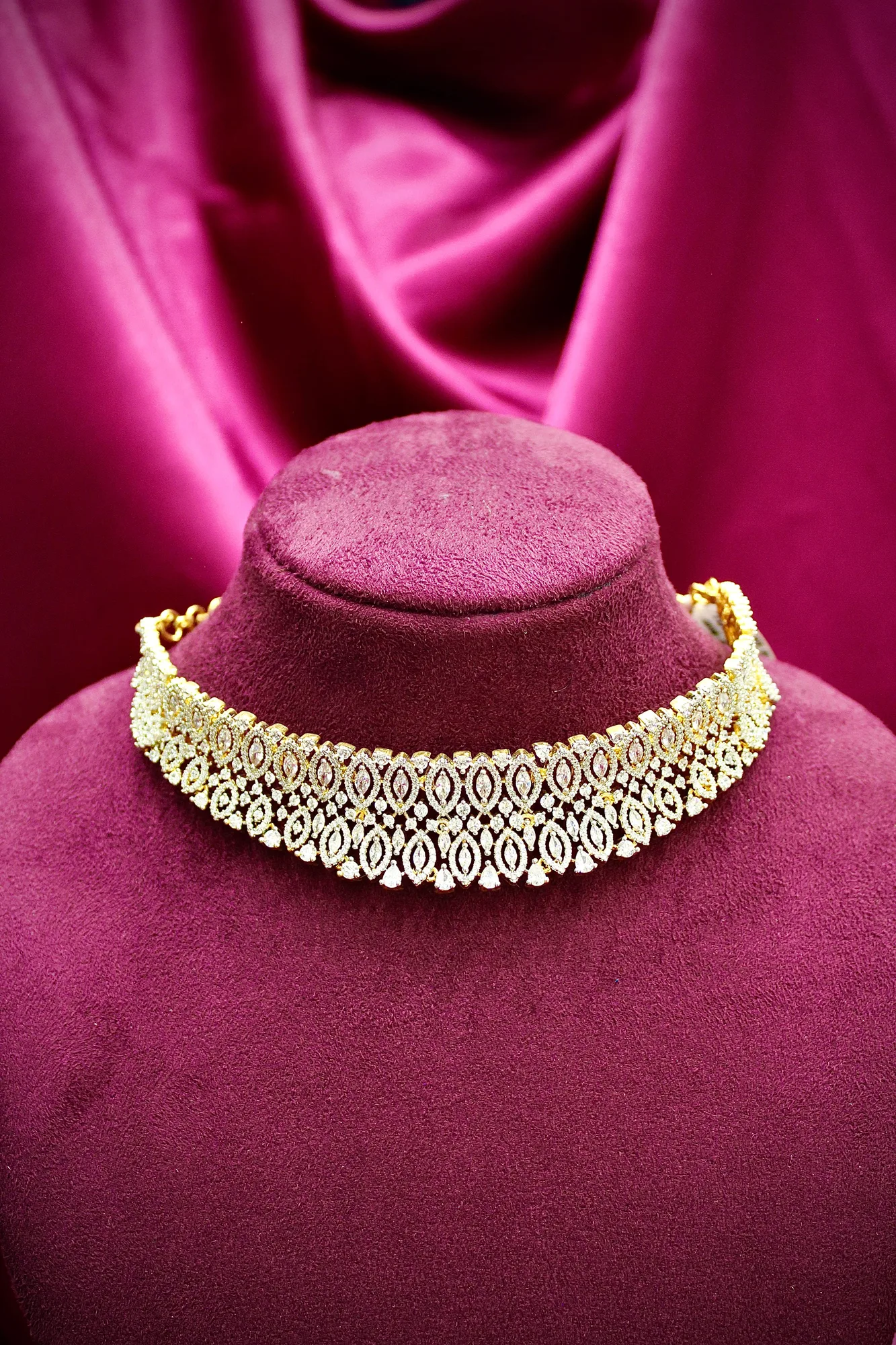 Luxury American Diamond Choker Set with Designer Drop Earrings