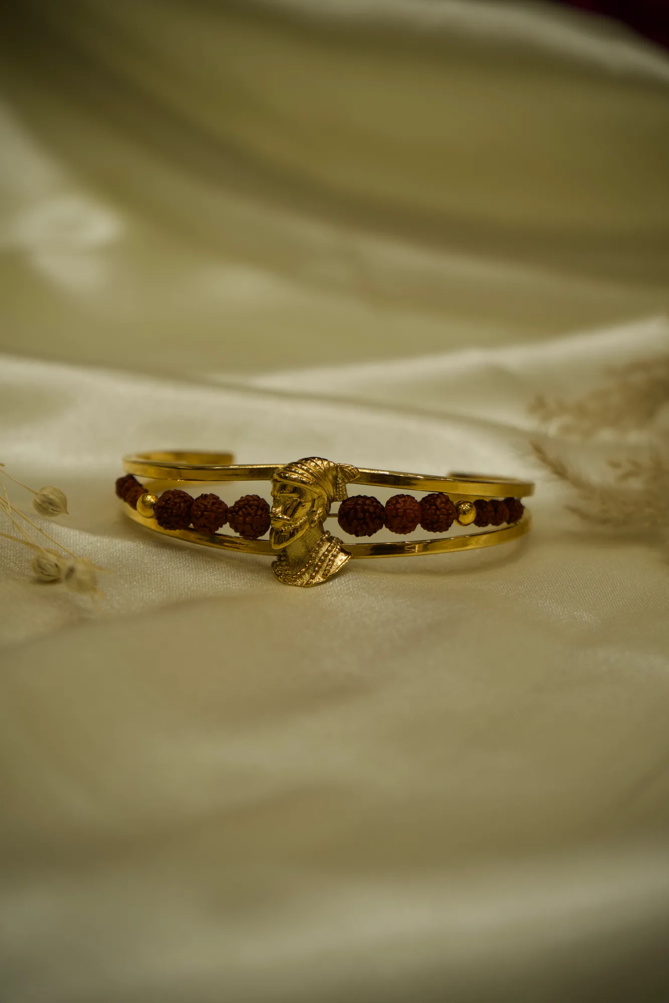 Chhatrapati Shivaji Maharaj Rudraksha Open Cuff Kada