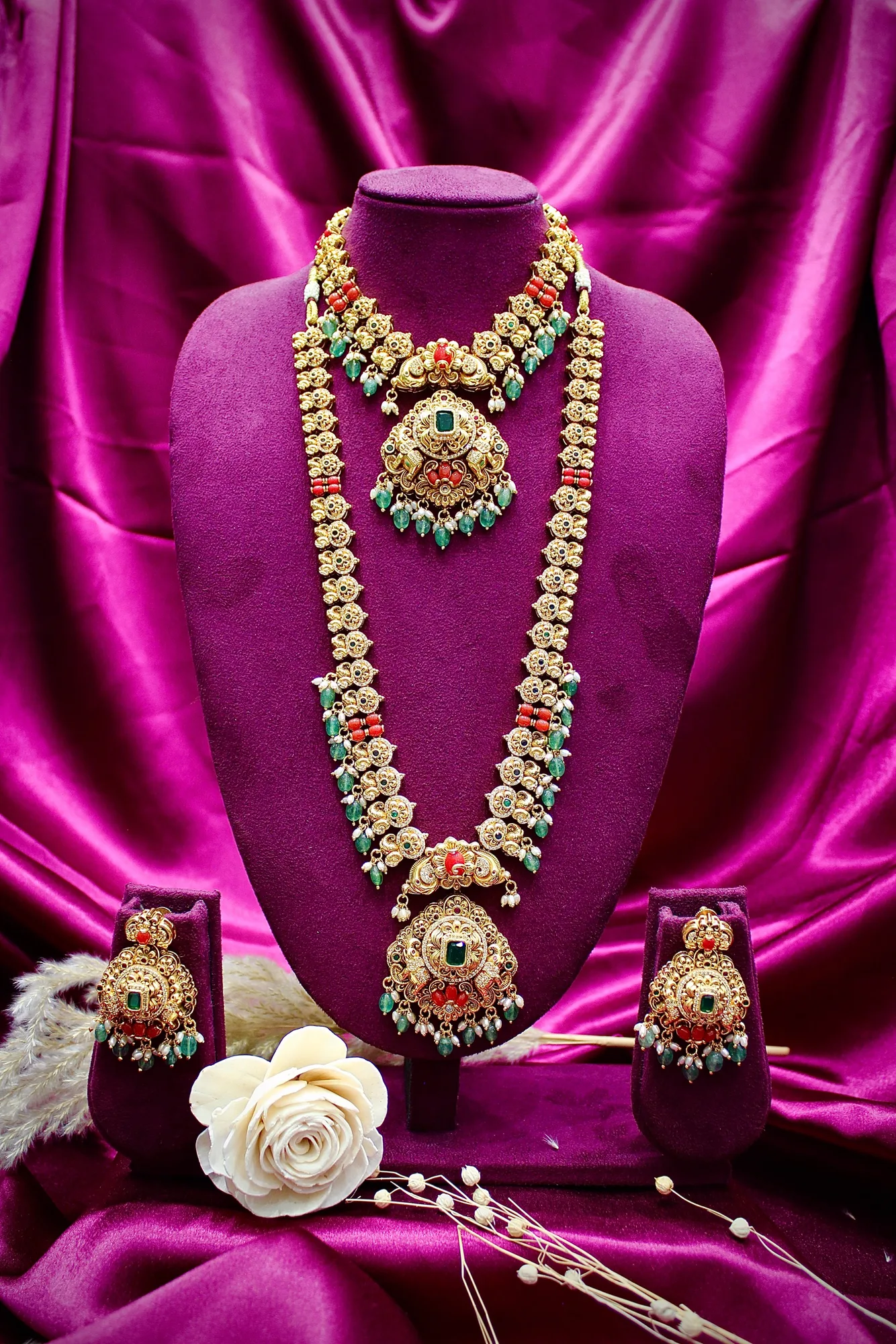 Royal Antique Floral Long Haram Set