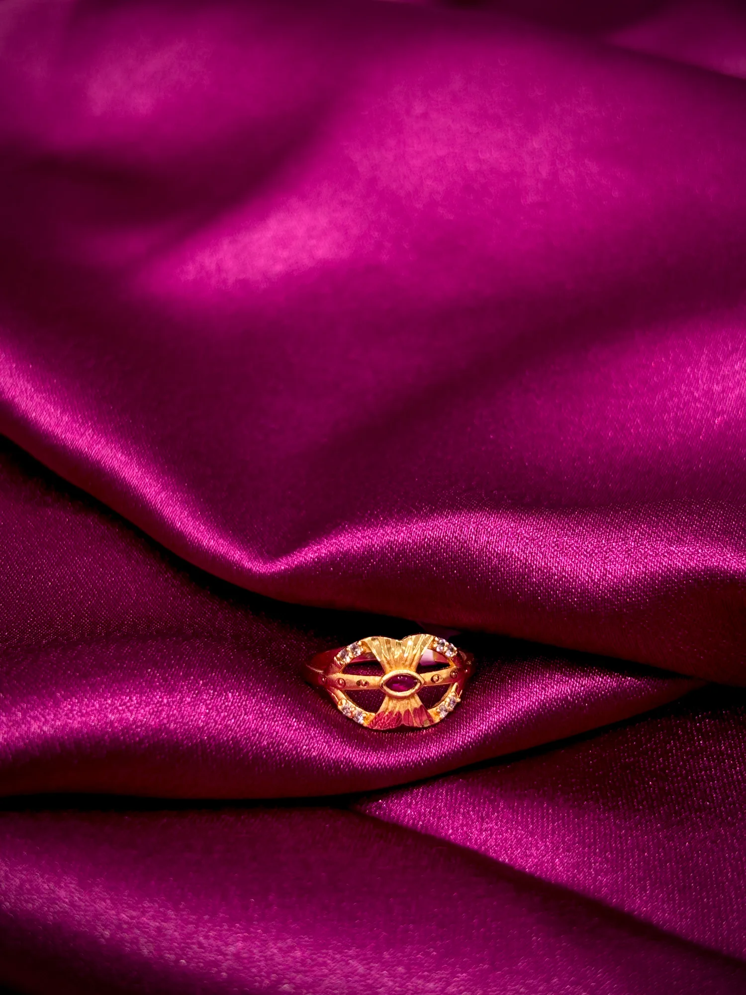 Radiant Marquise Ruby CZ Gold-Tone Ring